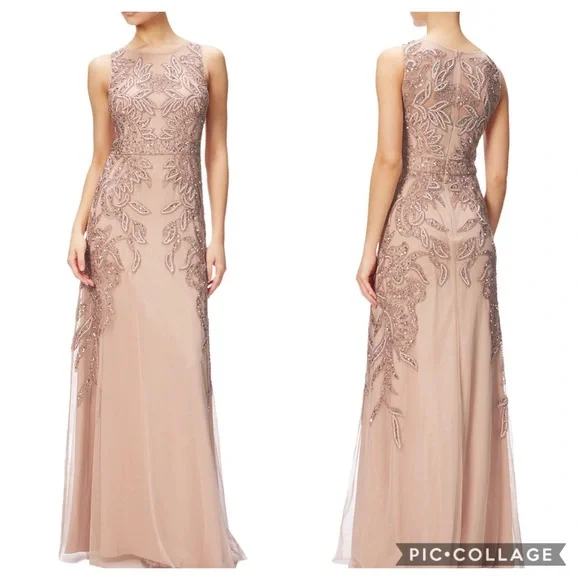 Adrianna Papell | Dresses | Adriannapapell Plus Size Beaded Sleeveless Long  Gown | Poshmark